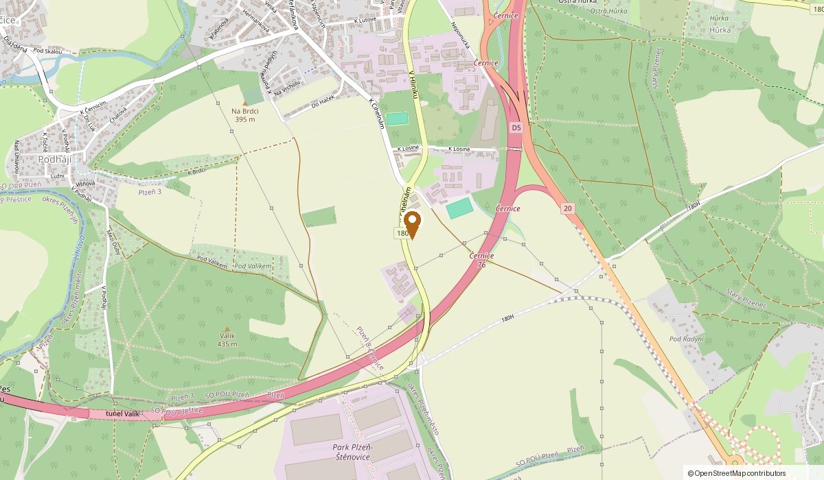 Mapa s vyznačenou adresou K cihelnám 79, 326 00 Plzeň